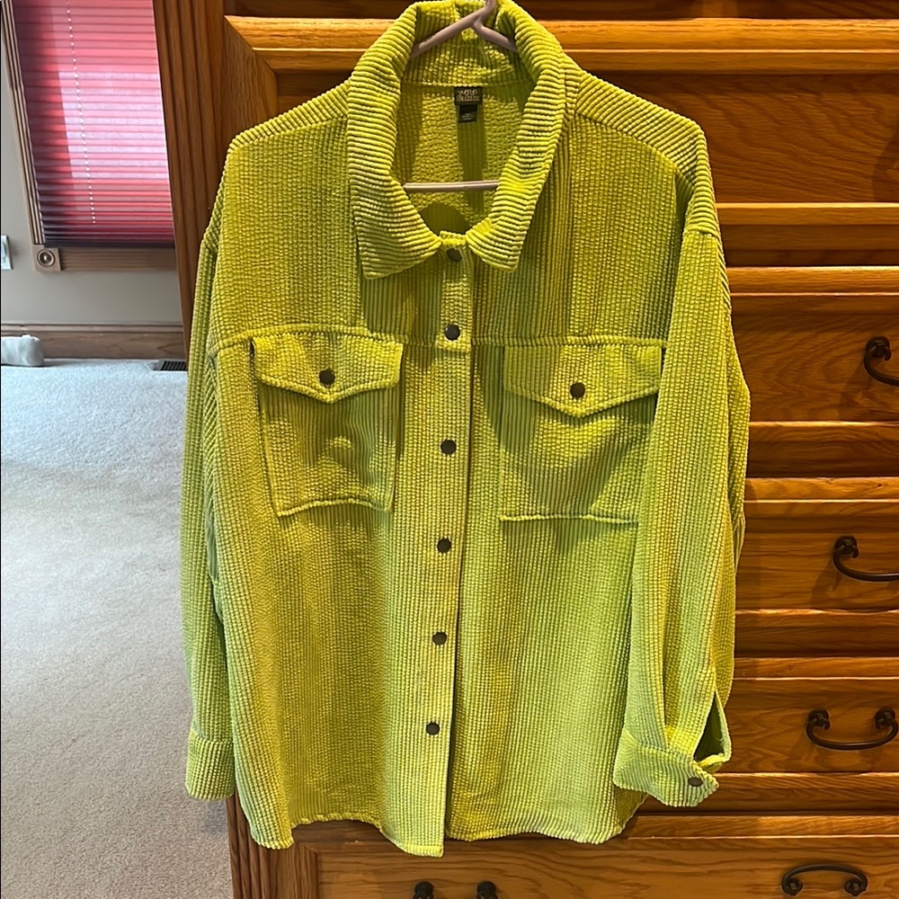 Vibrant Lime Green Button-Up Shirt